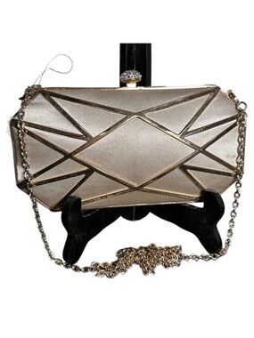 INC International Concepts Metallic Geometric Clutch crossbody bag rhinestones